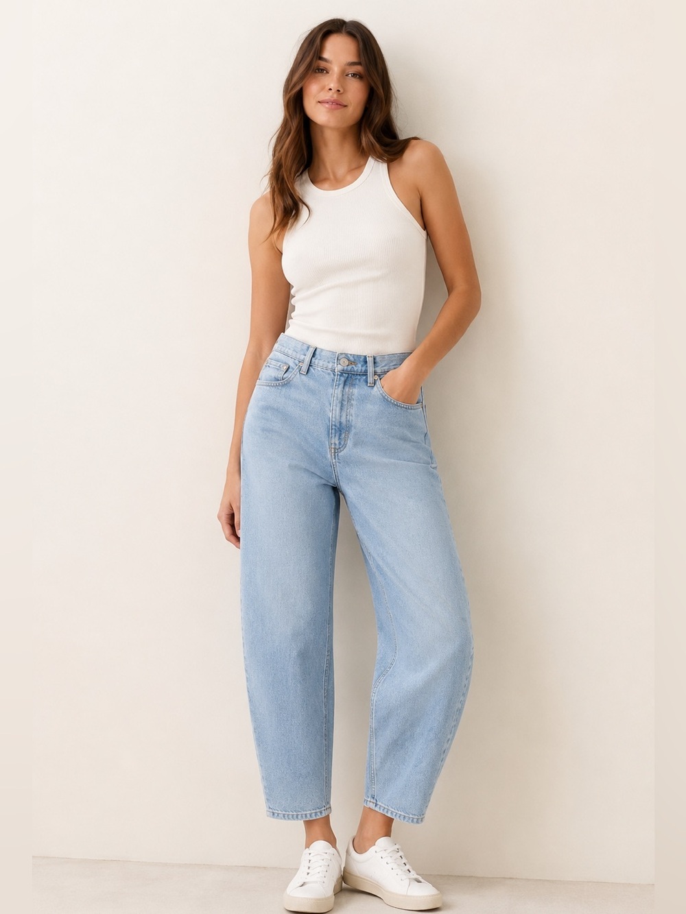 Banana Republic High Rise Barrel Jeans 29/8 Light Wash Ankle Denim